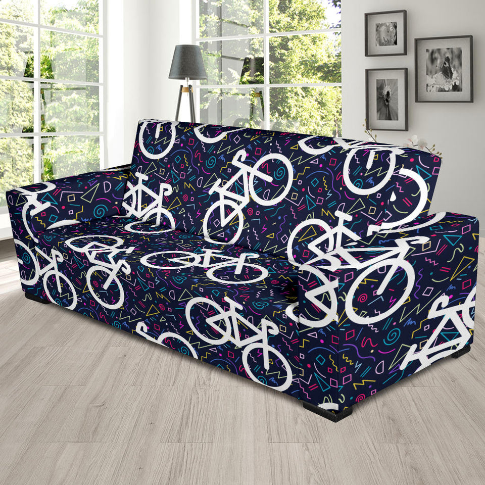 Bicycle Pattern Print Design 03 Sofa Slipcover