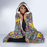 Cute Yellow Monkey Leaves Pattern Hooded Blanket