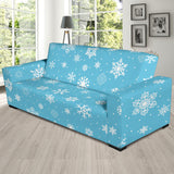 Snowflake Pattern Blue Background Sofa Slipcover