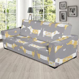 Cute Dachshund Dog Pattern Sofa Slipcover