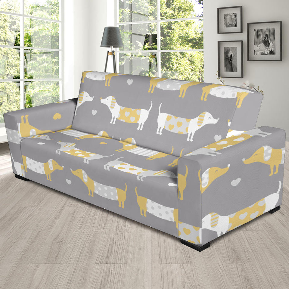 Cute Dachshund Dog Pattern Sofa Slipcover
