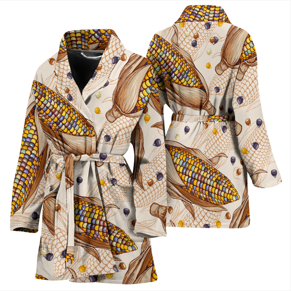 Corn Pattern Print Design 03 Women's Bathrobe