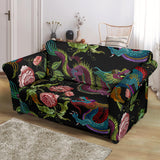 Dragons Flower Pattern Loveseat Couch Slipcover