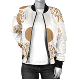 Gold Texture Mushroom Pattern Women'S Bomber Jacket