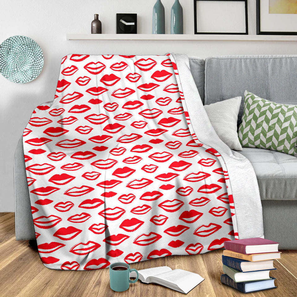 Lips Pattern Print Design 05 Premium Blanket