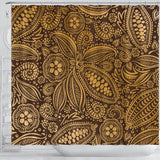 Cocoa Beans Tribal Polynesian Pattern Background Shower Curtain Fulfilled In US