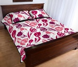pink sketch tulip pattern Quilt Bed Set