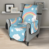 Cute rainbow clound star pattern blue background Chair Cover Protector