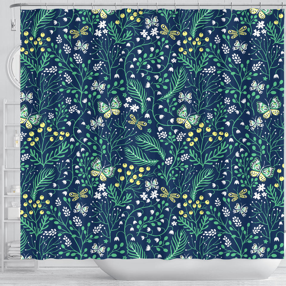 Butterfly Leaves Pattern Shower Curtain Fulfilled In US