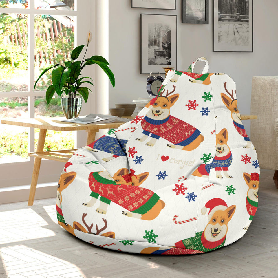 Corgi Christmas Pattern Bean Bag Cover