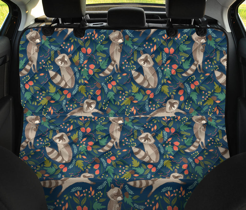 Raccoon Tropical Leaves Pattern Dog Car Seat Covers