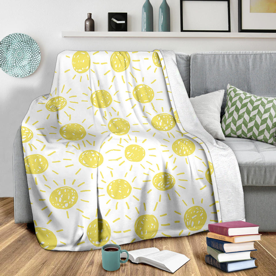 Hand Drawn Sun Pattern Premium Blanket