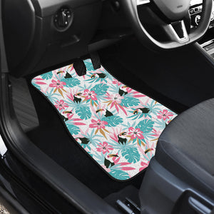 Toucan Tropical Flower Leave Pattern Front Car Mats