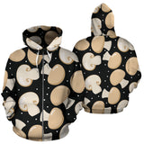 Champignon Mushroom Pattern Zip Up Hoodie