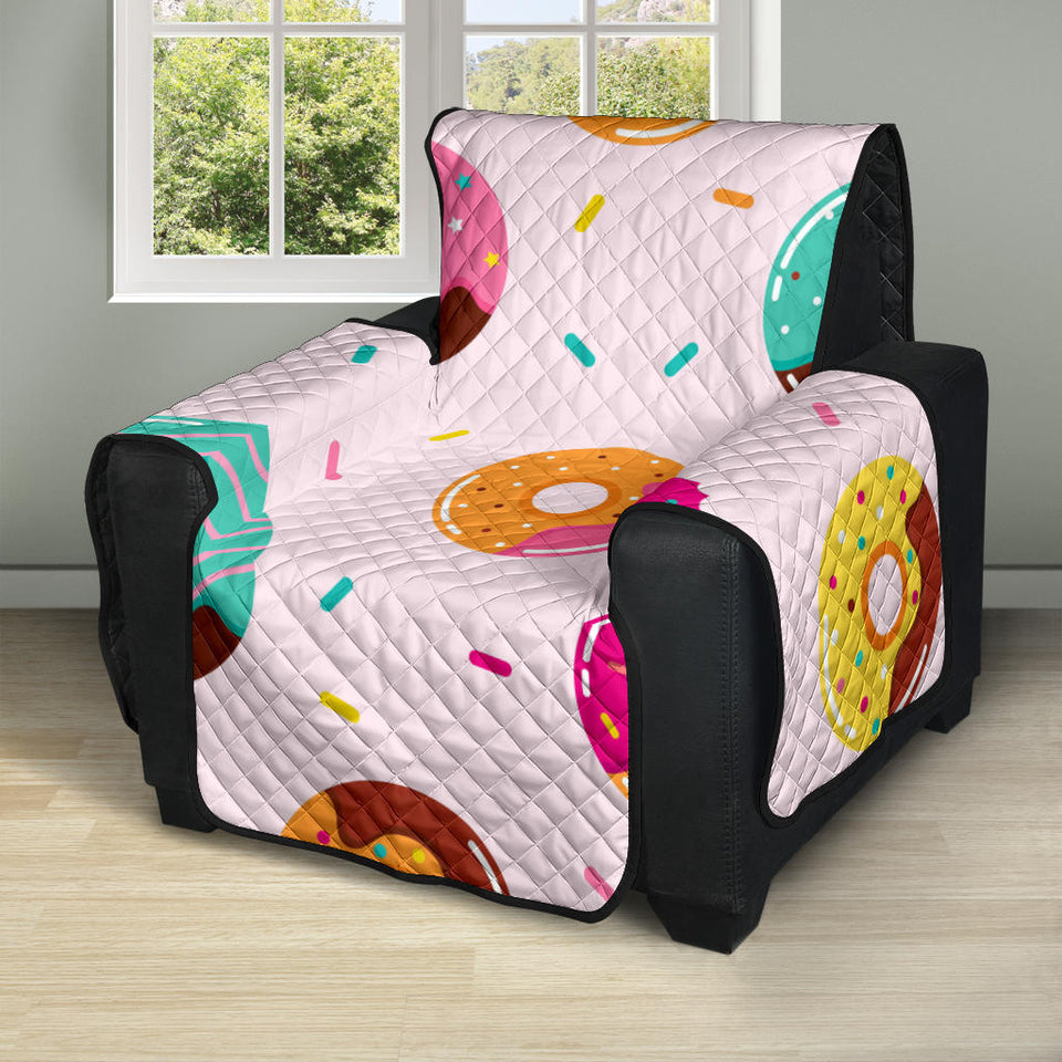 Donut pattern glaze pink background Recliner Cover Protector