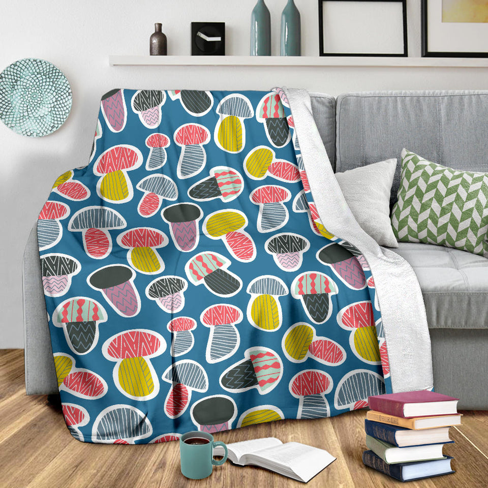 Colorful Mushroom Design Pattern Premium Blanket
