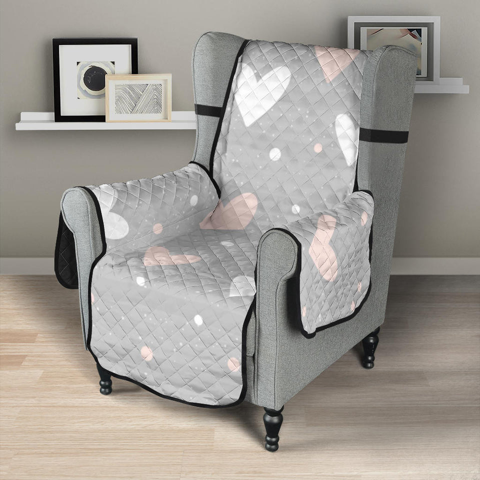 Heart pattern gray background Chair Cover Protector
