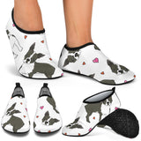 Boston Terrier Dog Hearts Vector Pattern Aqua Shoes