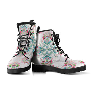 Square Floral Indian Flower Pattern Leather Boots