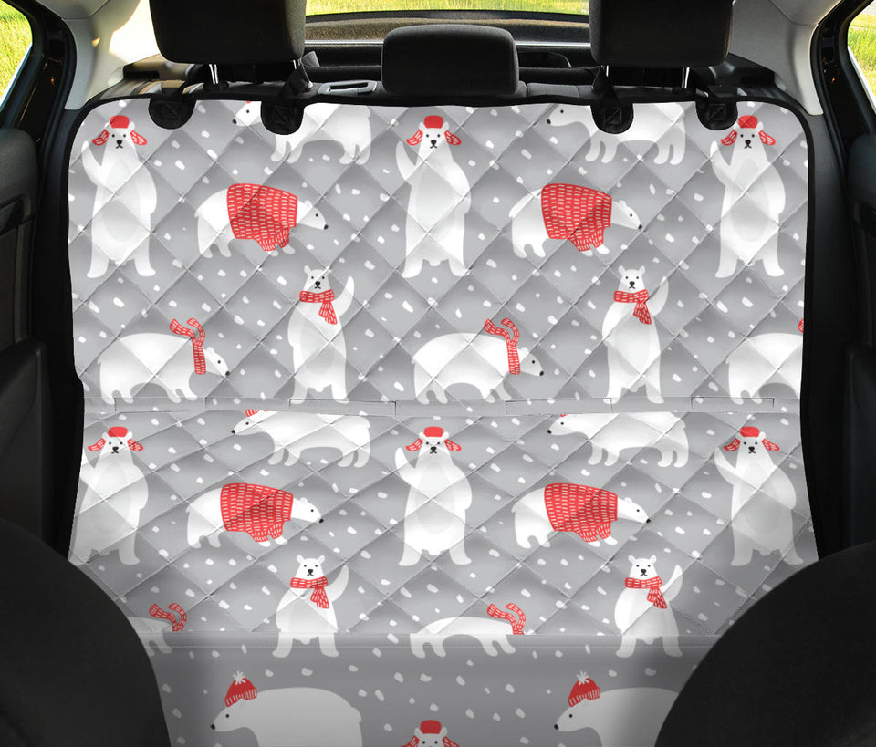 Cute Polar Bear Christmas Snow Pattern Dog Car Seat Covers