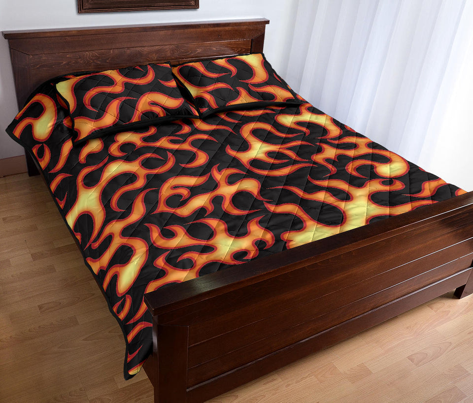 Fire flame dark pattern Quilt Bed Set