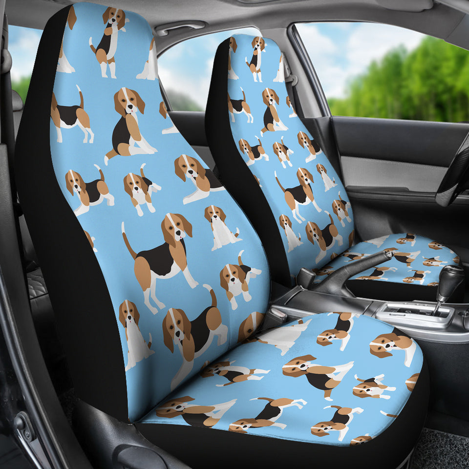 Beagle Dog Blue Background Pattern  Universal Fit Car Seat Covers