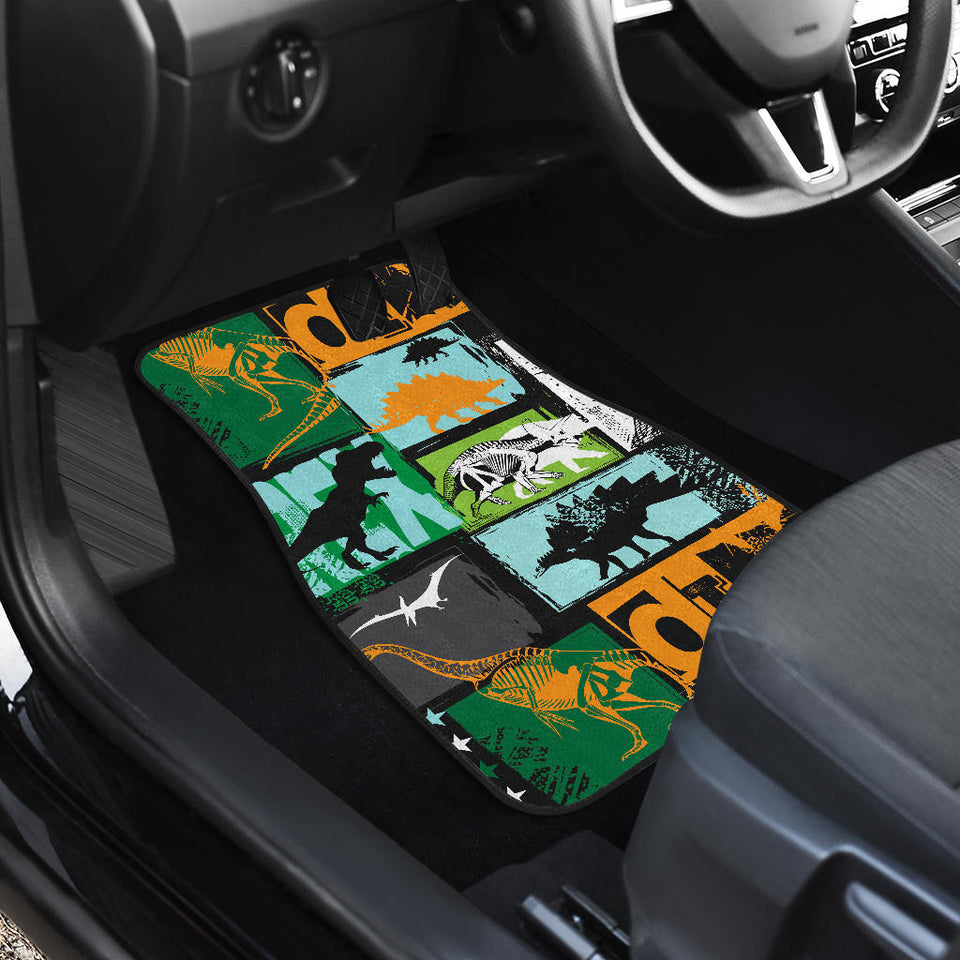 Dinosaurs Print Pattern Front And Back Car Mats