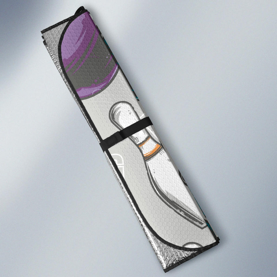 Bowling Ball And Pin Gray Background Car Sun Shade