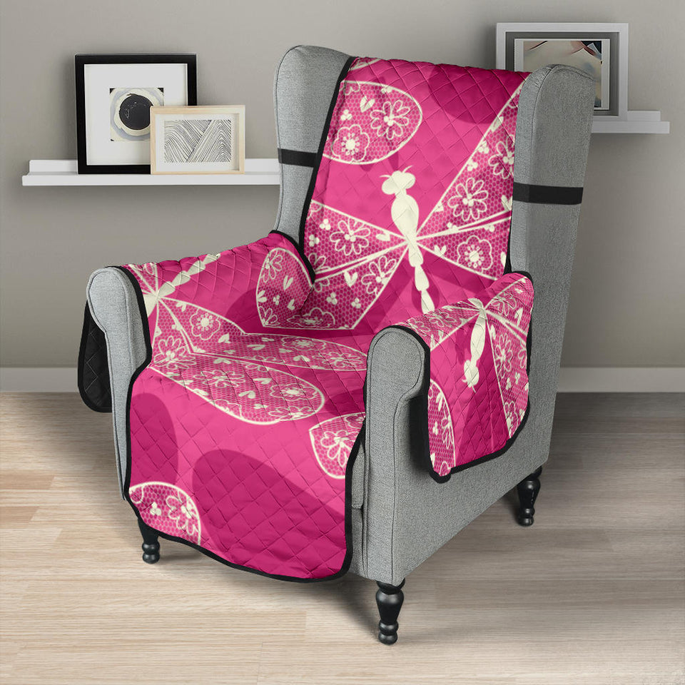 Beautiful dragonfly pink background Chair Cover Protector