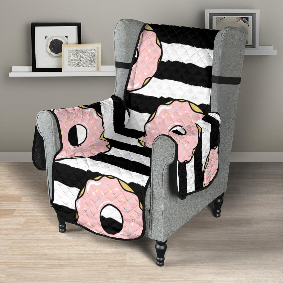Donuts pink icing striped pattern Chair Cover Protector