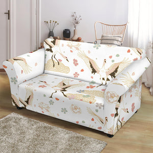 Beautiful Japanese Cranes Pattern Loveseat Couch Slipcover