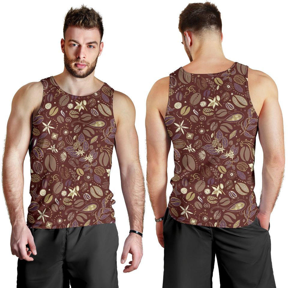 Coffee bean flower pattern Men Tank Top