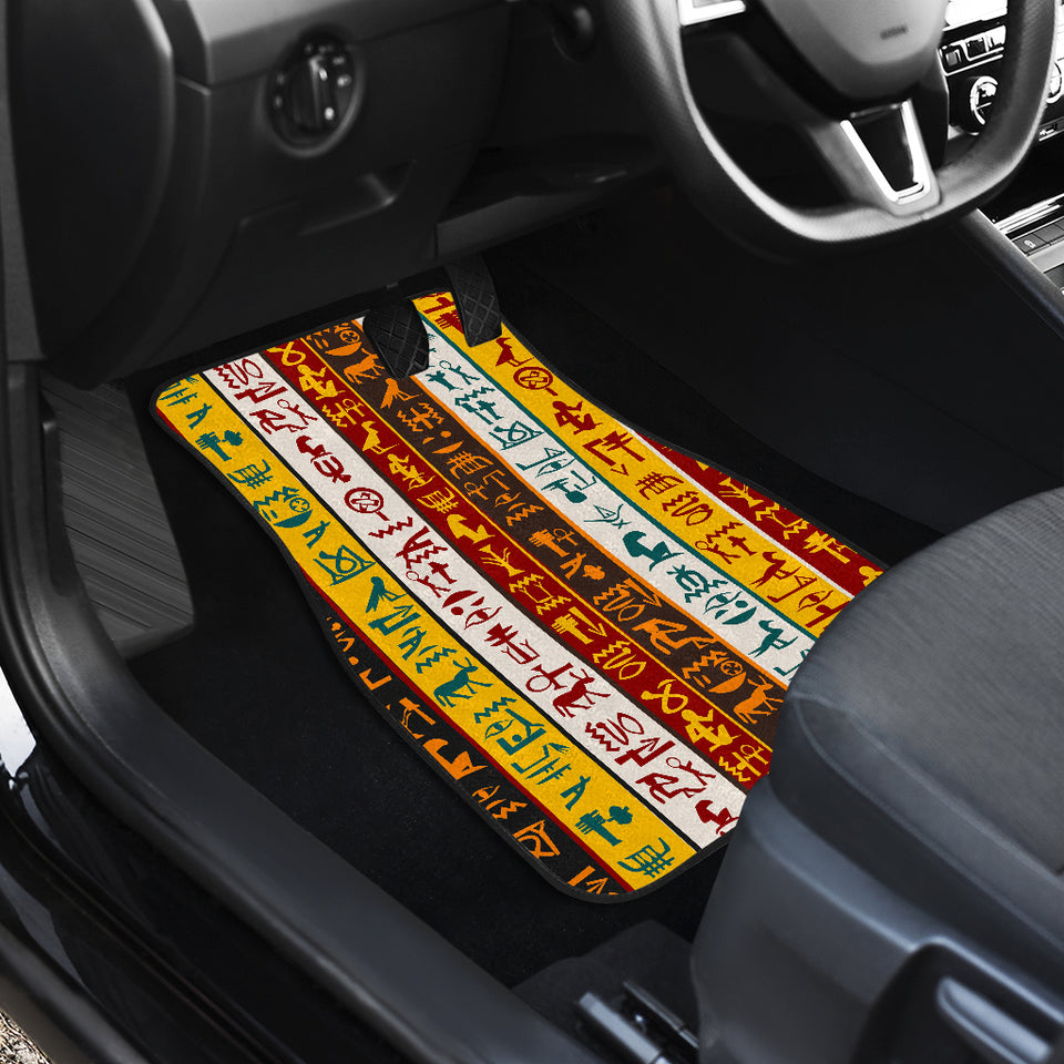 Egypt Hieroglyphics Pattern Print Design 01 Front and Back Car Mats