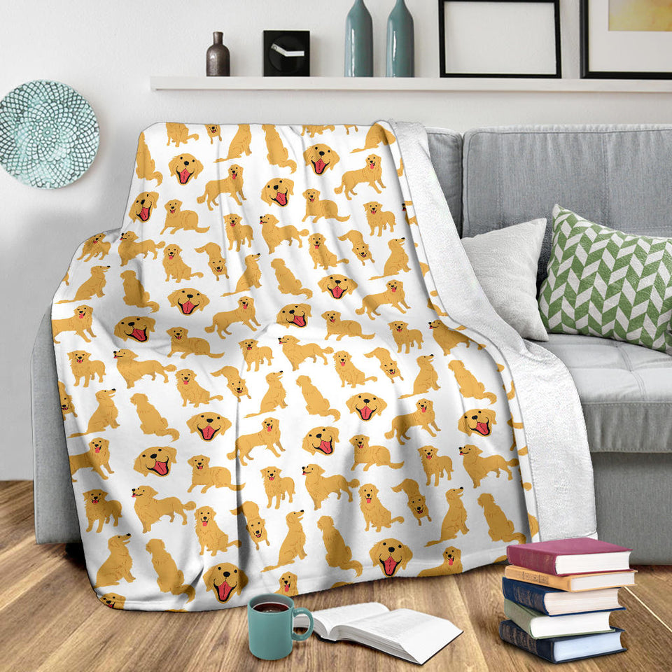 Golden Retriever Pattern Print Design 05 Premium Blanket