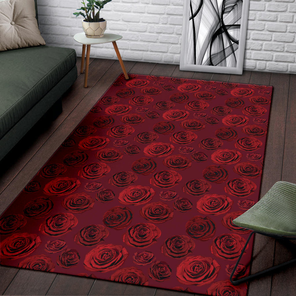 Rose Pattern Print Design 03 Area Rug