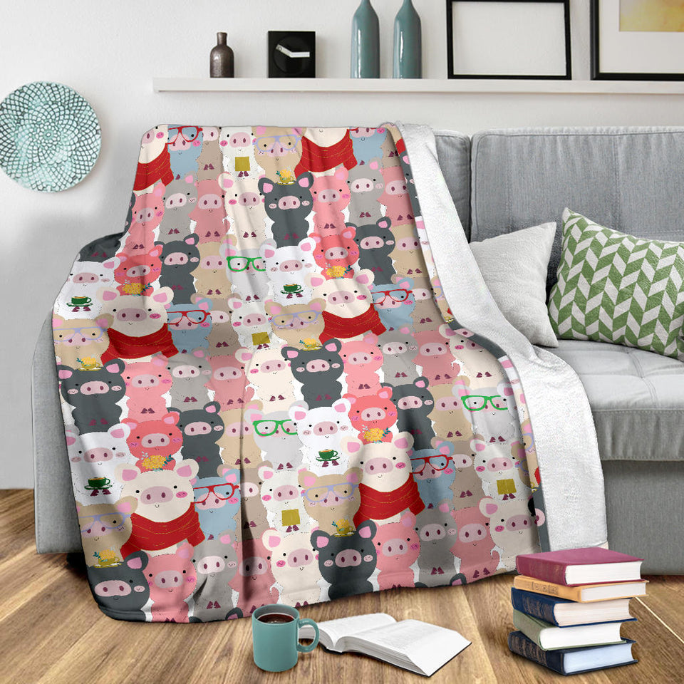Pig Pattern Print Design 02 Premium Blanket