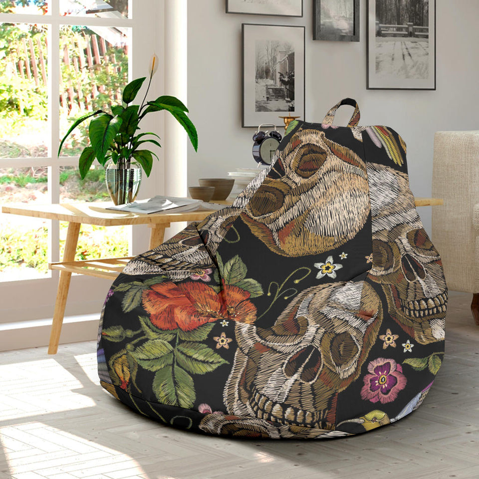Skull Rose Humming Bird Flower Pattern Bean Bag Cover