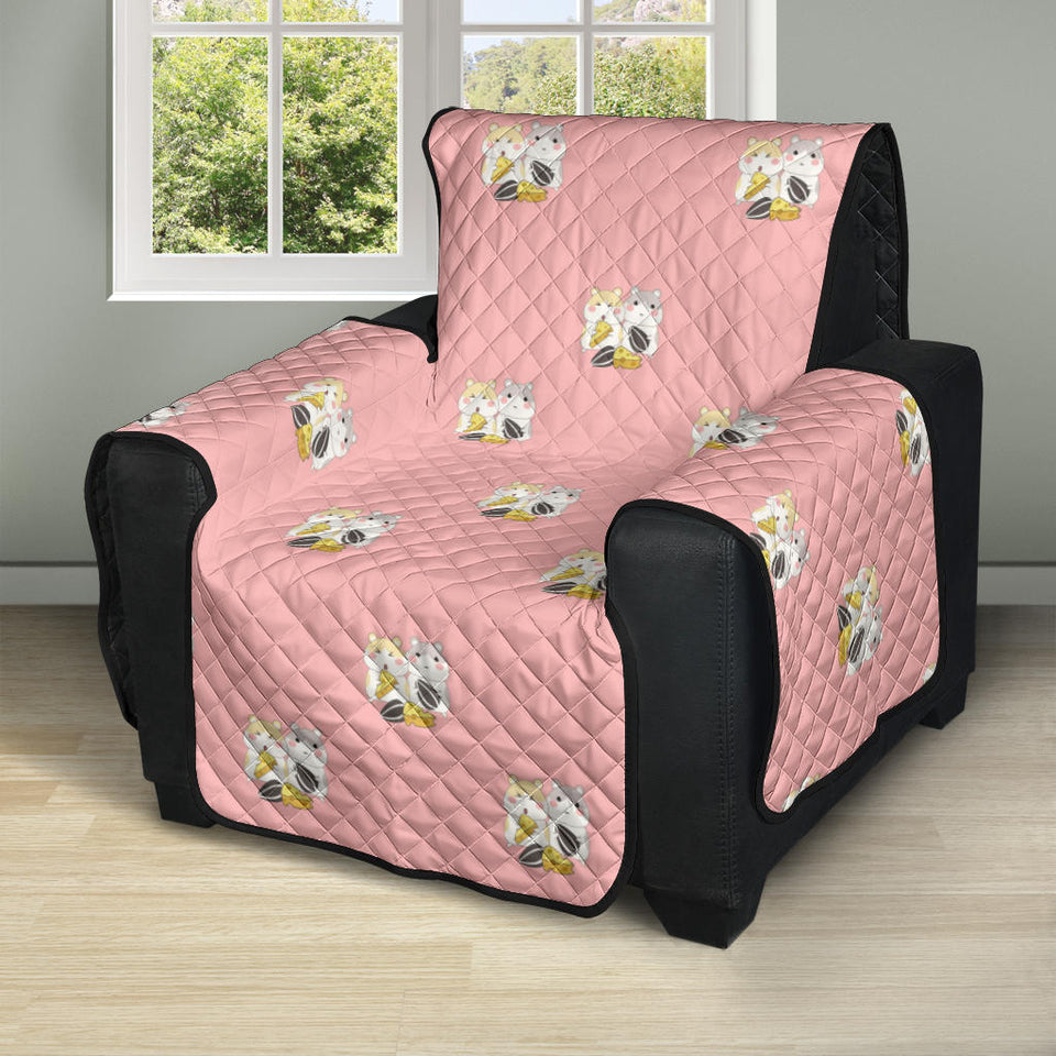 Cute hamster cheese pattern pink background Recliner Cover Protector