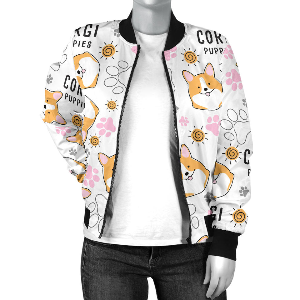 Corgi Dog Pattern Women'S Bomber Jacket
