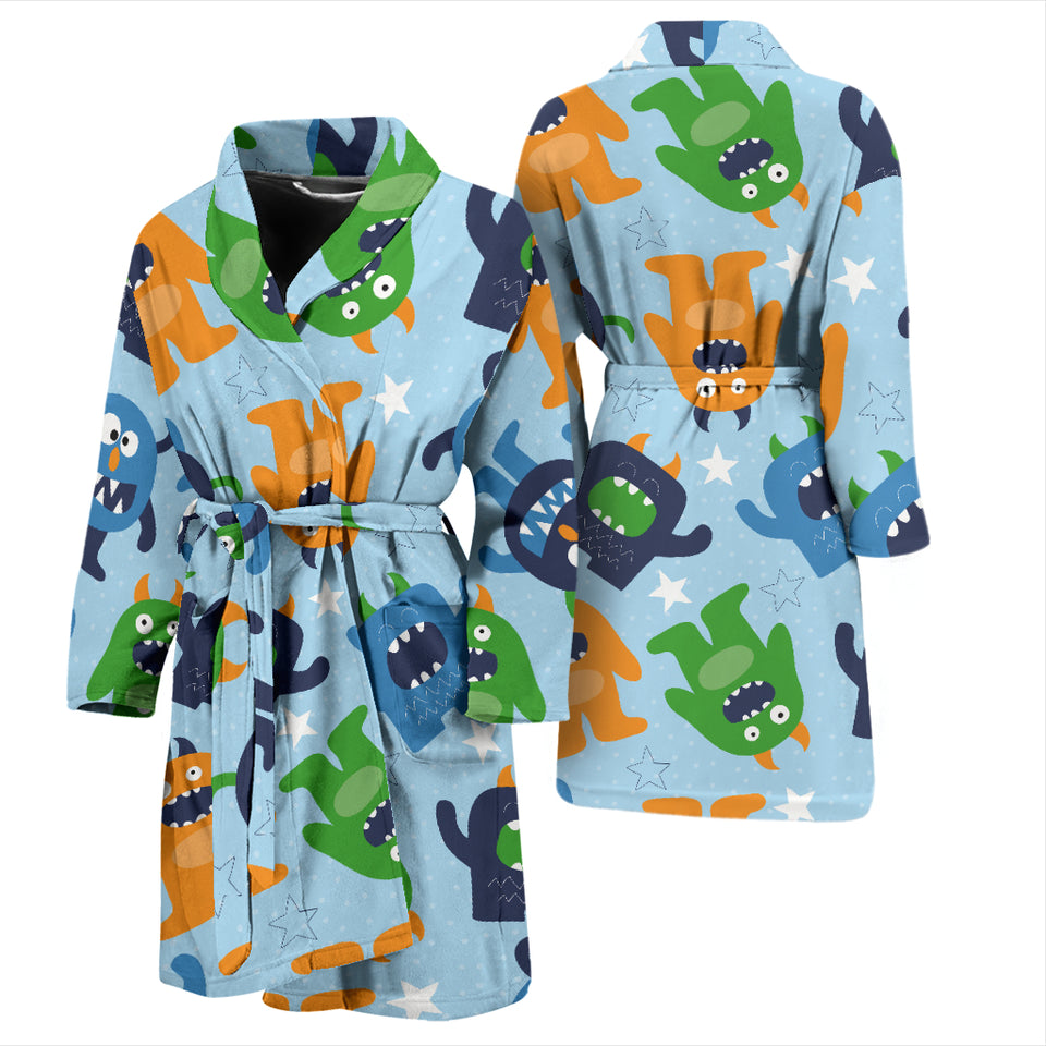 Alien Pattern Print Design 04 Men's Bathrobe