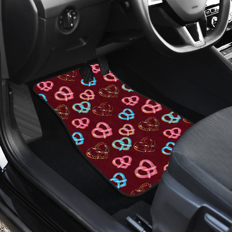 Pretzels Pattern Print Design 05 Front and Back Car Mats
