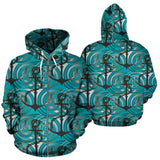 Anchor Nautical Green Background Zip Up Hoodie
