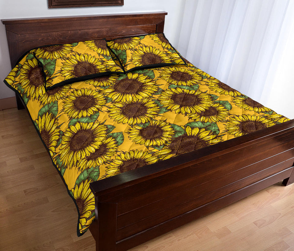 Sunflower pattern Quilt Bed Set