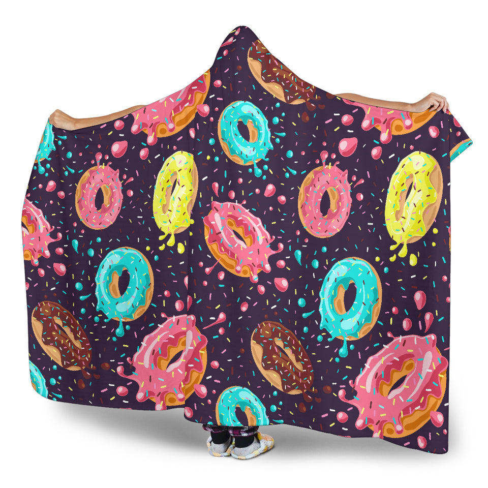 Colorful Donut Glaze Pattern Hooded Blanket