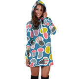 Colorful Mushroom Design Pattern Women'S Hoodie Dress