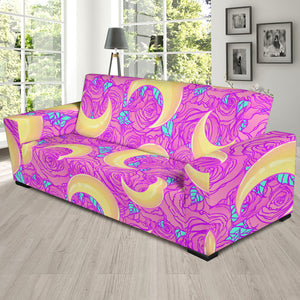 Moon Pink Rose Background Sofa Slipcover