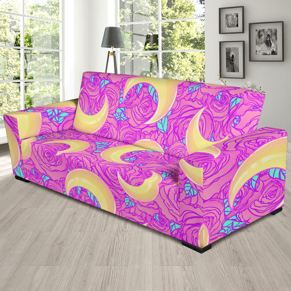 Moon Pink Rose Background Sofa Slipcover