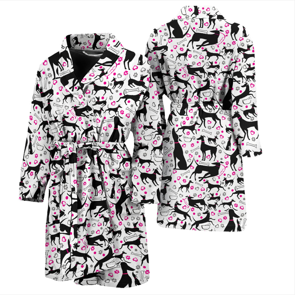 Greyhound Pattern Print Design 02 Men's Bathrobe