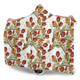 Red Tulips And Daffodils Pattern Hooded Blanket