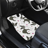 Boston Terrier Dog Hearts Vector Pattern Front And Back Car Mats